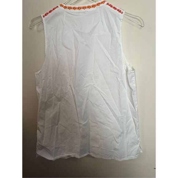 J. Crew Embroidered tank top White Pink Orange Women’s 8 100% Cotton Tassels Sum - Picture 4 of 4